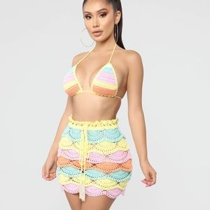 Crochet skirt set-multicolor Swimwear beachwear